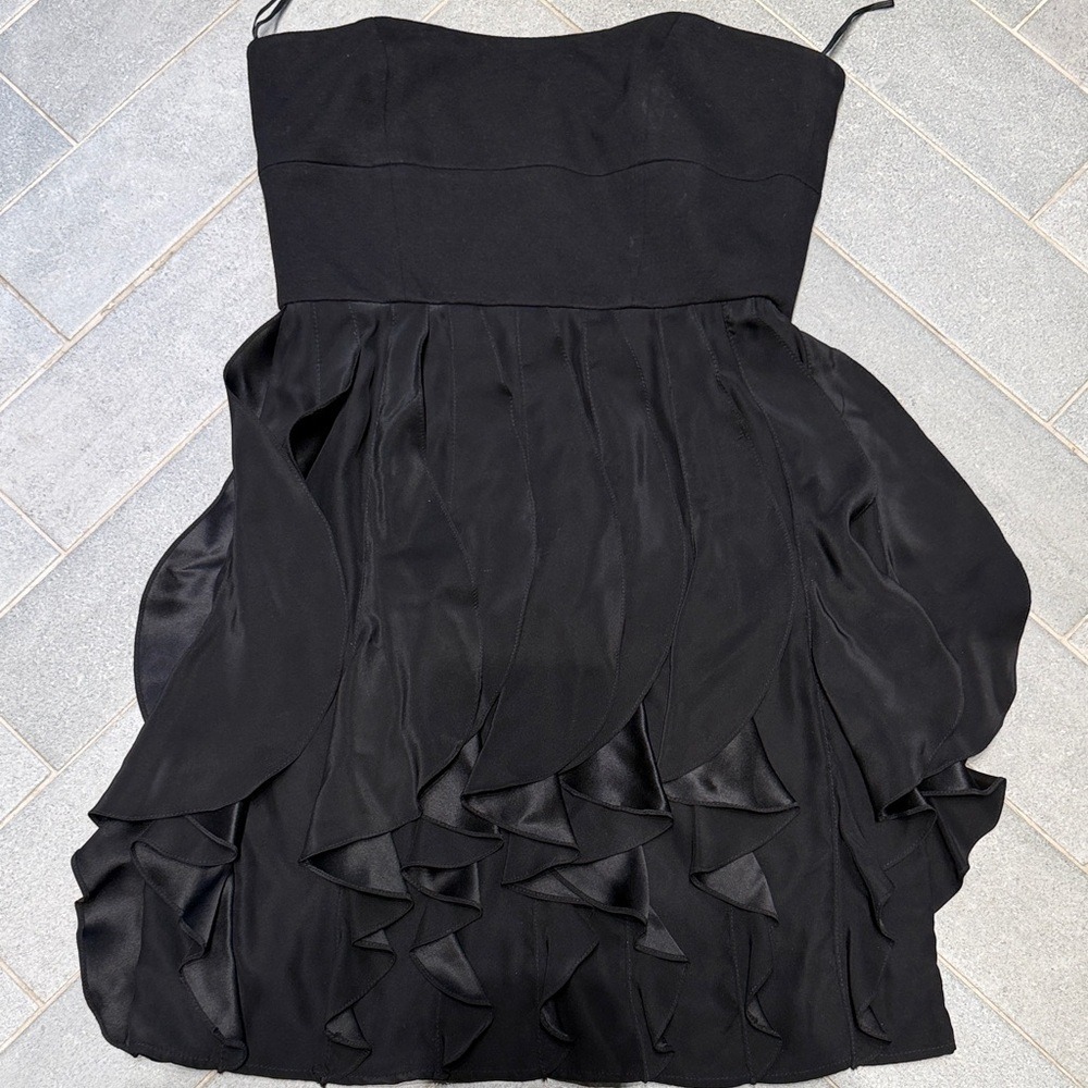 Cynthia Steffe Black Strapless Tiered Ruffle Cocktail Dress Size 4